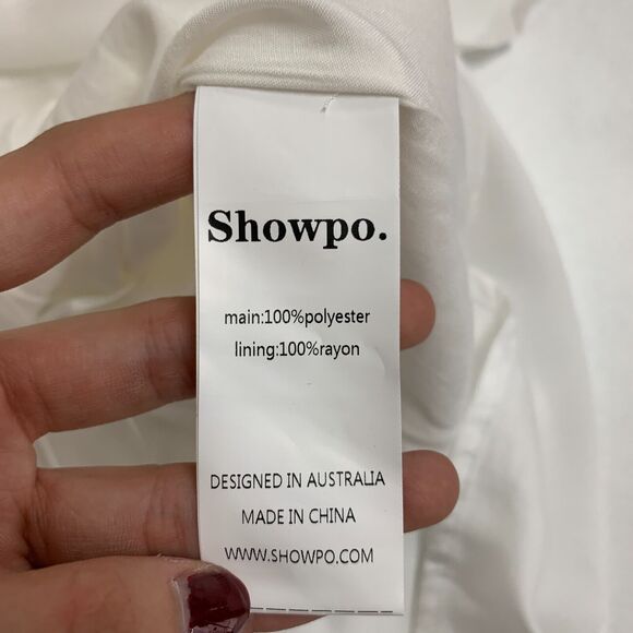 Showpo Demmi Top Womens 6 White Round Neck Keyhole Cutout Flutter Sleeve Lined - Picture 11 of 15